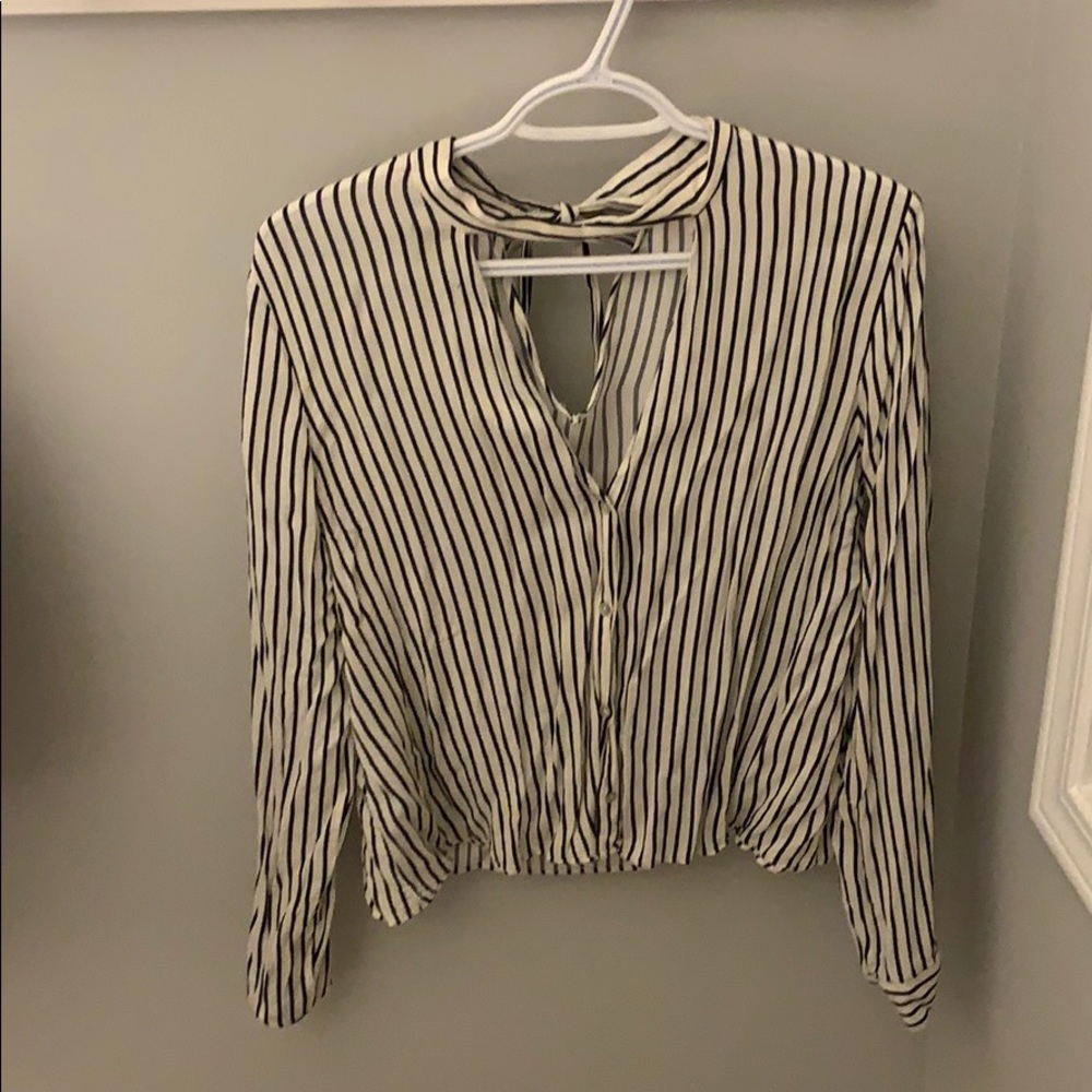 Zara stripped Blouse with tie back, Size L